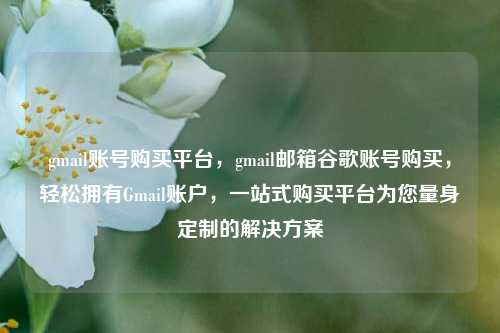 gmail账号购买平台，gmail邮箱谷歌账号购买，轻松拥有Gmail账户，一站式购买平台为您量身定制的解决方案