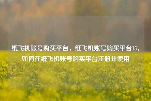 纸飞机账号购买平台，纸飞机账号购买平台15，如何在纸飞机账号购买平台注册并使用