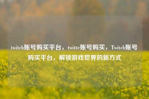 twitch账号购买平台，twitte账号购买，Twitch账号购买平台，解锁游戏世界的新方式